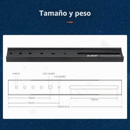 Svbony SV219 Universal Dovetail, 300mm Dovetail Mount Lacquer Metal Rails Telescope Accessories Compatible with Vixen Style Saddle