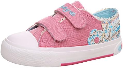 Popuus Baby Girl's Low Top Floral Print Skateboard Shoes Canvas Shoes Salmon 7.5 B(M) US Little Kid