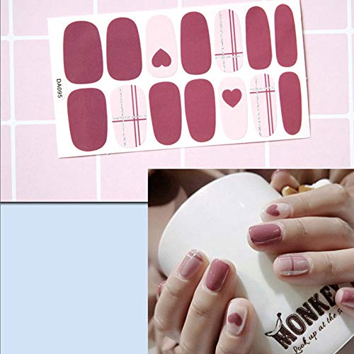 6 Sheets Full Nail Wraps Art Polish Stickers Decal Strips Adhesive False Nail Design Manicure Set With 1Pc Nail Buffers Files For Women Girls - Thumbnail 2
