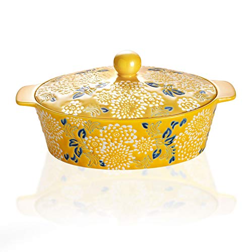 Jemirry Ceramic Casserole Dish With Lid, Lasagna Pans For Cooking, Oval