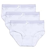 Feathers Girls Solid White Tagless Briefs Underwear Super Soft Panties 3-Pack
