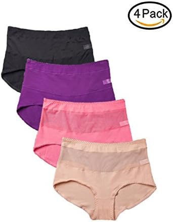 Airrioal High Waisted Underwear for Women Cotton Soft Panties Brief 4 Pack
