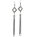 Way Cool 70's Inspired Diamond Shape Rhinestone Black Rhodium Fringe Fashion Earrings, 5 Inches Long