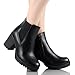 Refresh Club-01 Women's Elastic Panel Slip On Chunky Heel Ankle Booties,Black (8)