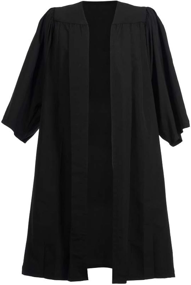 Ashington Gowns Affordable Graduation Gown, Black Pleated Graduation Outfit, 4ft. 8in. - 5ft. 2in. (147cm - 157cm), Black