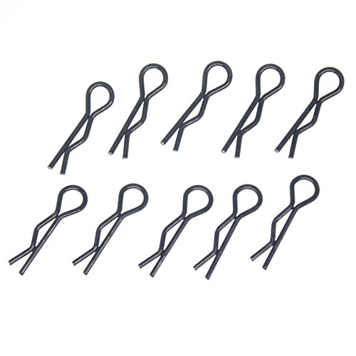 HobbyPark Small 1/16 1/18 Body Clips Bent Springy R Pins Black RC Car Shell Replacement Parts (50-Pack)