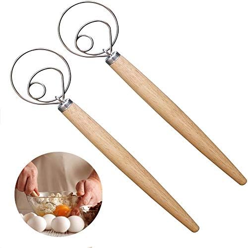 Danish Whisk,2 pack 13.5 inchStainless Steel Dutch Style Bread Dough