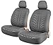 Leader Accessories Embossed 2 Car Front Seat Covers Grey Side-Less Quick Install Auto Protection with Headrest Covers