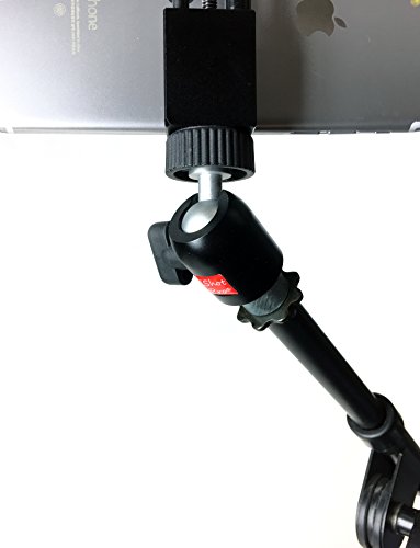 iShot Pro SecureGrip Metal iPhone Universal Smartphone Mic Music Tripod Stand Mount + 360° Swivel Ball Head + 1/4" to 5/8" Bushing Reducer Converter - Compatible with iPhone & Smartphone 2.5 to 3.6"