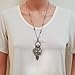 Elosee Sugar Skull Silver Burnish Plating Cluster Multi Pendant Necklace 24 Inch