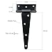 TamBee Shed Door Hinges T-Strap Gate Hinges Barn Door Hinges Outdoor Heavy Duty Hinge Wrought Hardware for Wooden Fences(8Inch 4PCS)