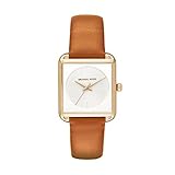 Michael Kors Women's Lake Goldtone And Luggage Leather Three Hand Watch