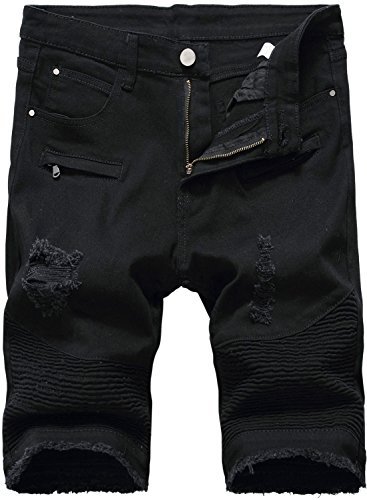 Hengao men s moto biker ripped slim fit denim jeans shorts, 3306 …