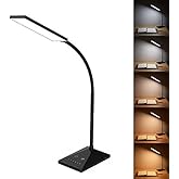VICFUN LED Desk Lamp, 5 Color Modes with 7 Levels of Brightness, Eye-Caring Dimmable Table Lamp Office Lamp with USB Charging