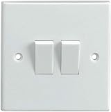 RED/GREY 2 Gang 2 Way Light Switch Pattress Back Box Internal Matt White view 2