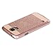 Galaxy S5 Case, S5 Case, Samsung Galaxy S5 Case, BENTOBEN Slim Sparkly Bling Glitter Hybrid Hard PC Case Laminated with Luxury Shiny Faux Leather Protective Phone Case for Samsung Galaxy S5, Rose gold