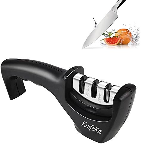 Knife Sharpener, KnifeKit Kitchen Knife Sharpner Machine with Handle Ceramic Sharpeners Kit Tool for Handheld Portable Pocket Knifes, Professional Kitchen Sharpening System Work Folding