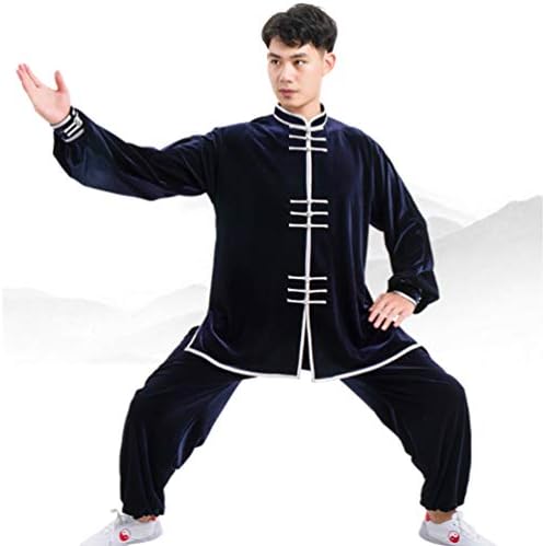 XGYUII Tai Chi Uniform Clothing South Korean velvet fabric Fitness Tai Chi Meditation Service Martial Arts Competition Performance Taijiquan Exercise Clothing Suit,A,S