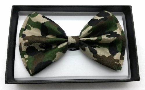 Color Tuxedo Classic Bow Tie, Cravat, Necktie, Neckwear Adjustable Men's Fashion Bowtie - Army