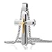 Cross Necklace for Men & Women with Large Pendant and 24 Inch Chain (Silver and Gold Tone)