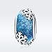 Murano Glass Beads Authentic 925 Sterling Silver Charms Core Faceted Christmas Snowflake Flower Star Glass Charms Bracelet for Women Pandora Bracelet (Blue Snowflakes Charm)