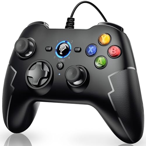 EasySMX 9100Pro Wired Gaming Controller, PC Game Controller Joystick with Hall Effect Triggers, Dual-Vibration and Turbo for Windows PC/Steam/PS3/ Android TV Box/Tesla - Design for Comfort