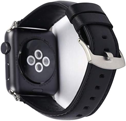 Deepra Horween Leather iWatch Band - Black - Compatible with Apple Watch 42mm, 44 mm