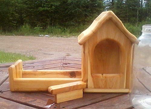 Fence Mount Gallon Glass Jar Squirrel Feeder Cedar Wood Import