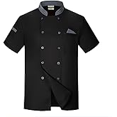 Unisex Double-Breasted Chef Coat Back Full Mesh Lightweight Chef Jacket Color Stitching Chef Uniform