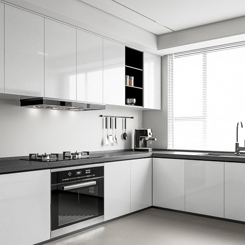 Hode Vinyl Wrap 40cmX300cm, White High Gloss Sticky Back Plastic Roll for Kitchen Bathroom Worktops, White Self Adhesive Wallpaper for Furniture Stickers Covering Contact Paper Glittery