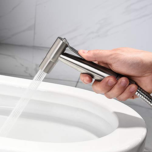 Baby Cloth Diaper Sprayer - Handheld Stainless Steel Bidet Toilet Shattaf Sprayer with Brushed Nickel - Complete Sprayer and Hose Set (Handle)