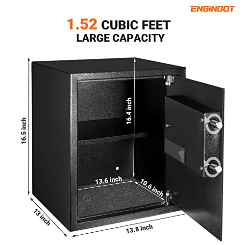 Safe Box, ENGiNDOT 1.52 Cubic Safe Digital Keypad Home Safe with Double