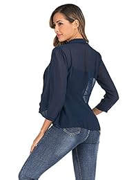 Blazer Bolero de gasa para mujer, manga 3 4, parte delantera abierta