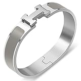 Yeemer Colorful Buckle Bracelet Bangle Women, Couple, Girls, Mom Teens (Silver&Grey Color)