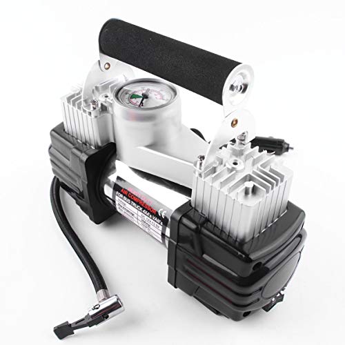 Portable Size 12V Air Compressor Cars Tyre Stainless Steel Double Cylinder Inflator High Power Vehicles Tyre Inflation Pump