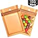 150 Packs Polyester Film Zip Lock Bags Aluminum Foil Bags Durable Double-Sided Metallic Foil Polyester Film Flat Pouch 7.5 x 12 cm/ 3 x 4.7 Inch(Gold,7.5 x 12 cm/ 3 x 4.7 Inch)