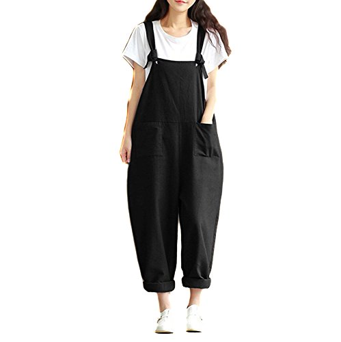 Helisopus Women s Overalls Baggy Adjustable Strap Jumpsuits Casual Loose Dungarees Rompers