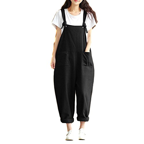 Helisopus Women's Overalls Baggy Adjustable Strap Jumpsuits Casual Loose Dungarees Rompers