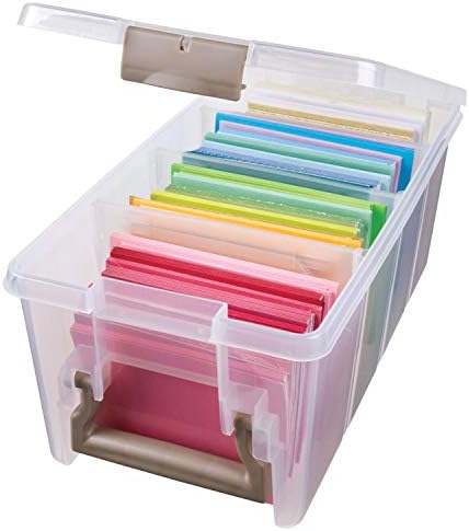 Artwork Bin 0365506 Moveable Artwork & Craft Organizer with Deal with [1] Plastic Storage Case Clear, Gold