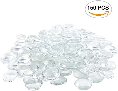 Oopsu 150 Pieces Transparent glass cabochons, clear glass dome cabochon, Non-calibrated Round 1 inch/25mm