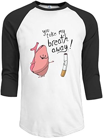 Pingquchan Smoking Take My Breath Away Mens 3/4 Raglan Sleeve Athletic Shirts Casual Tees For Men Baseball T-Shirt XXL Black
