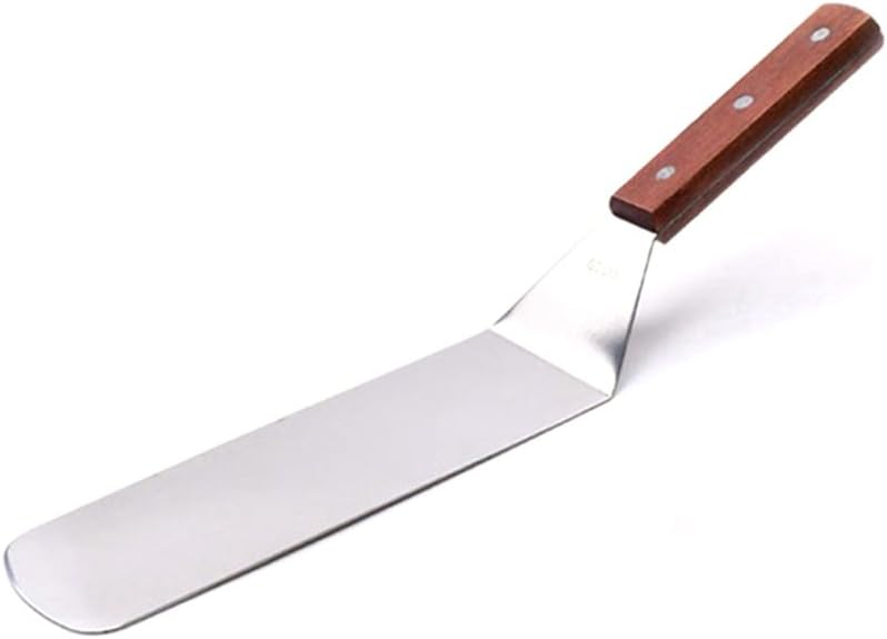 HUPLUE Cake Pizza Spatula Shovel Turner Stainless,Steel BBQ Grill&Griddle Spatulas Wood Handle Transfer Shovel for Cooking,Salad,Meat, 1 Pack