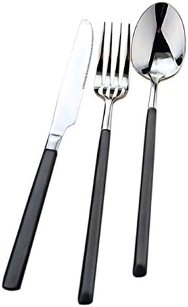 Riimax 6 Piece Black Handle Stainless Steel Flatware Set Including 2 Fork 2 Spoons 2 Knife Tableware Service for 2