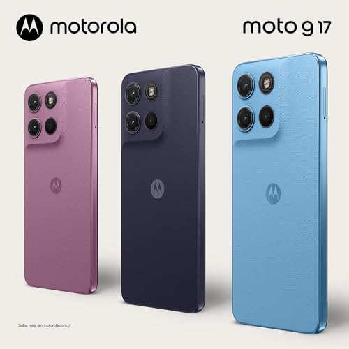 Smartphone Motorola Moto G17 4G - 128GB 12GB (4GB RAM + 8GB RAM Boost) camera 50MP Sony Lytia 600, tela FHD+ 60hz, bateria 5200 mAh - Azul Claro