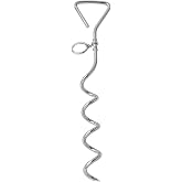 WePet Dog Tie-Out Stake, Durable Silver Spiral Anchorstake, Secure Outdoor Tethering for All Cable Leash Chain, Camping Yard, Rust-Resistant, Easy Installation, Medium, 16 Inch