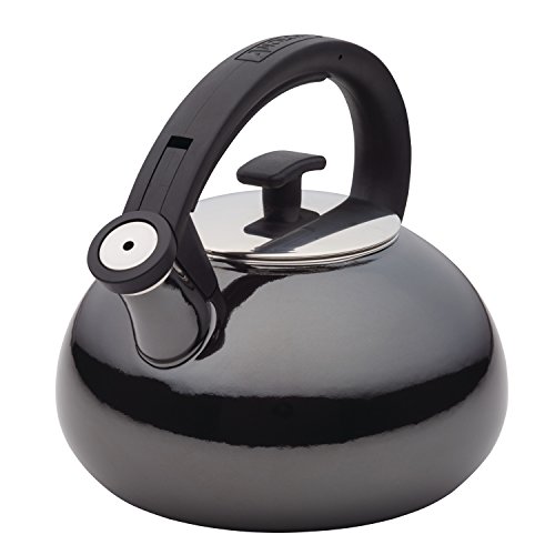 Anolon Allume Teakettles 2-Quart Enamel on Steel Teakettle, Onyx