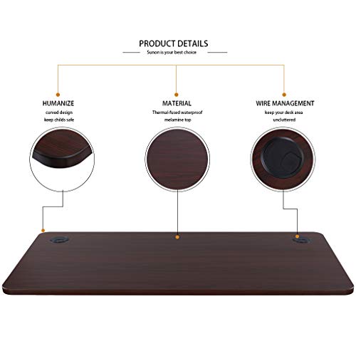 Sunon Rectangle Laminate Table Top 55''x27.5'' Universal Wood Table Top for Home Office Desk/Sit Stand Desk/Computer Desk/Gaming Desk (Mahogany)