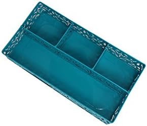 Office Desk Deep Drawer Organizer – Mesh Organizer Tray with 4-Bins - 3 Small Bins and 1 Long Bin (teal)