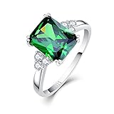 Merthus Womens 925 Sterling Silver Created Emerald Green Ring