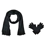 Bruceriver Women's Knit Scarf & Glove Set Touchscreen Function Cashmere Feel Cable Design Bruceriver Women's Knit Scarf & Glove Set Touchscreen Function Cashmere Feel Cable Design